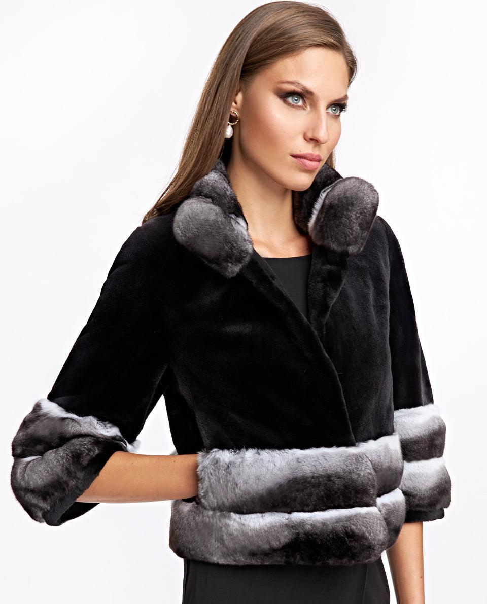 Sheared Mink Jacket With Chinchilla Trim Product Image