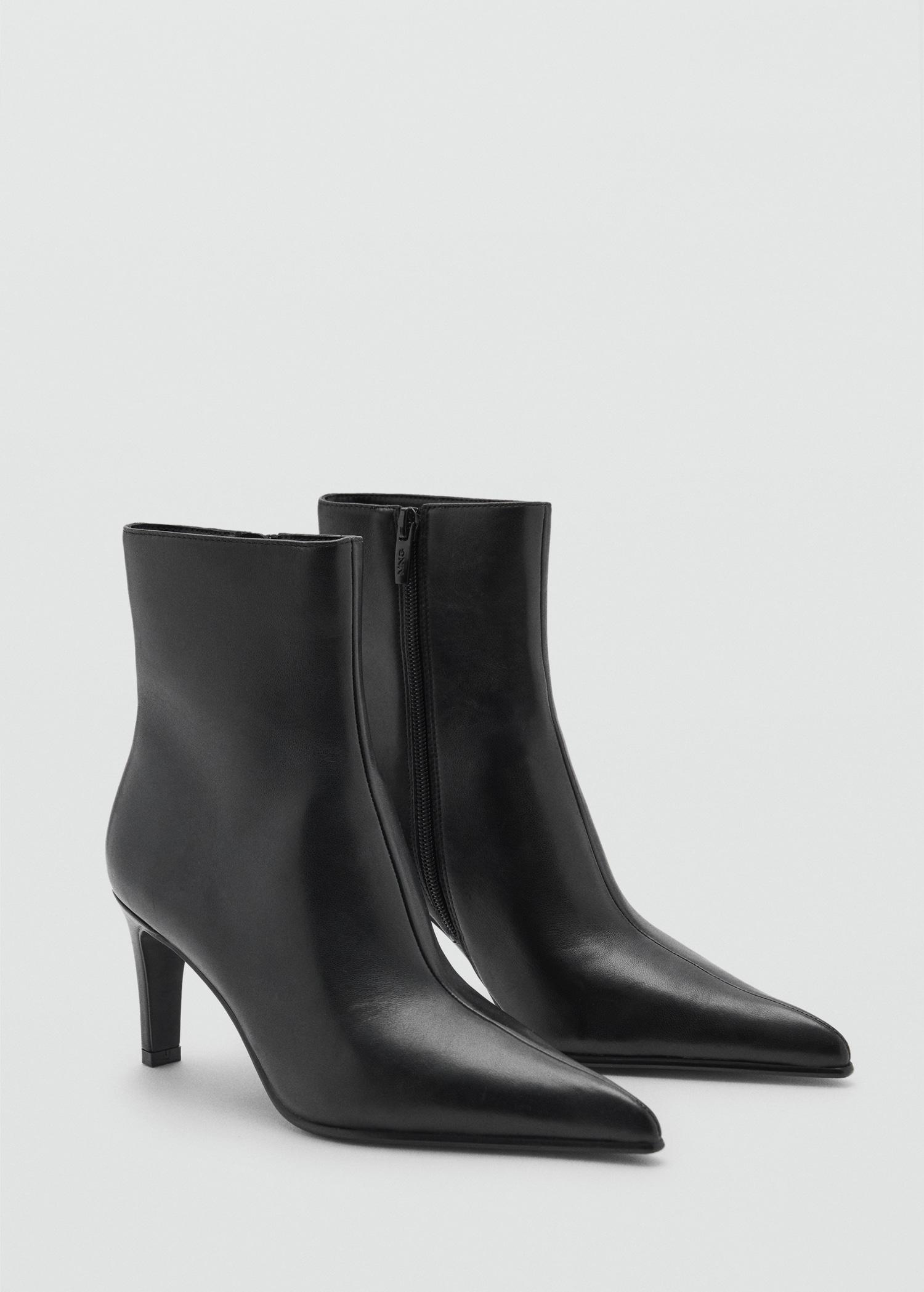 Leather pointed ankle boots - Women | MANGO USA Product Image