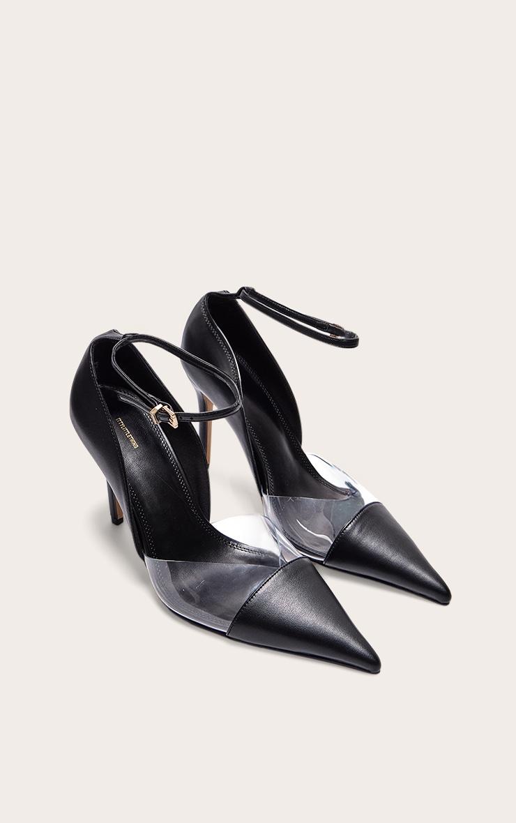 Black Pu Point Toe Perspex High Heel Courts Product Image