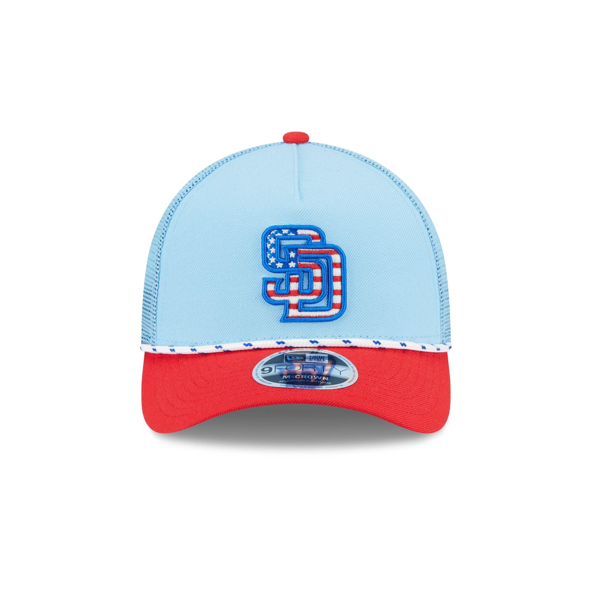 San Diego Padres Independence Day 2025 9FORTY M-Crown A-Frame Trucker Hat Male Product Image