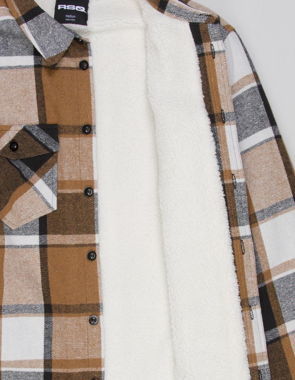 RSQ Mens Plaid Sherpa Jacket - TAN Product Image