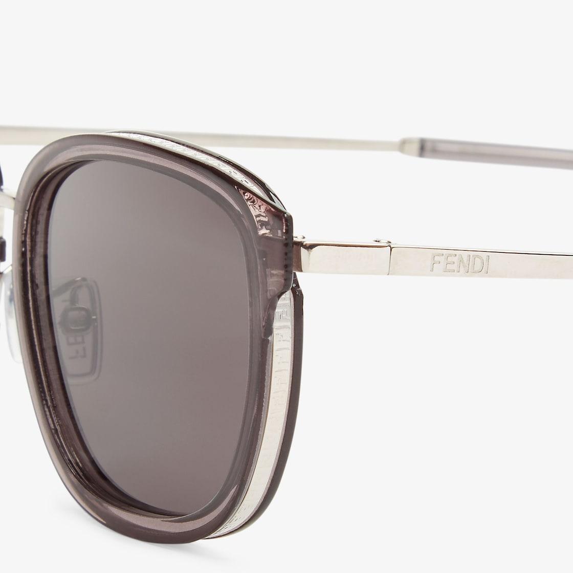 Fendi TravelPalladium-colored metal and gray acetate sunglasses Product Image