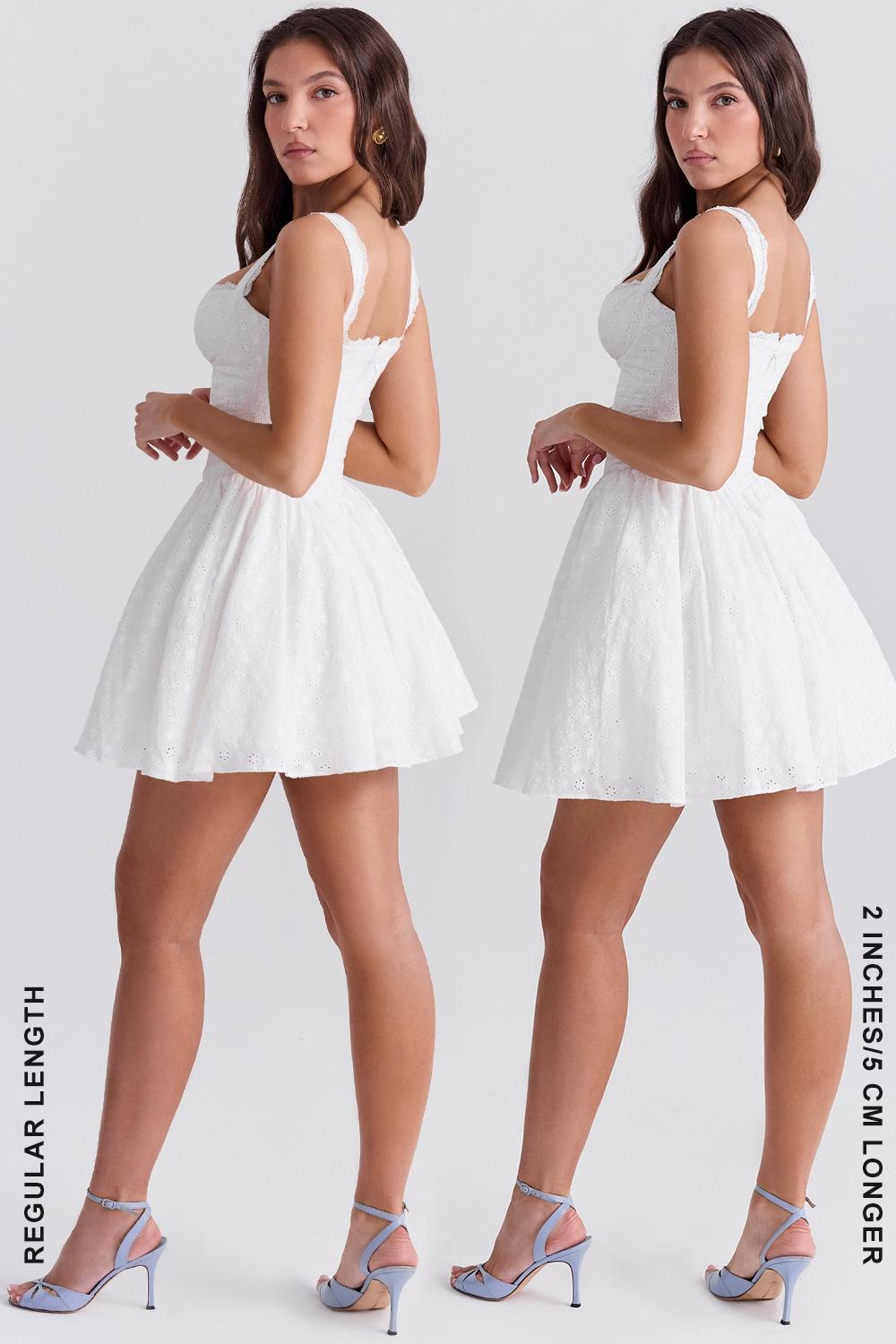 Brigitte  white cotton broderie anglais corset mini dress Product Image