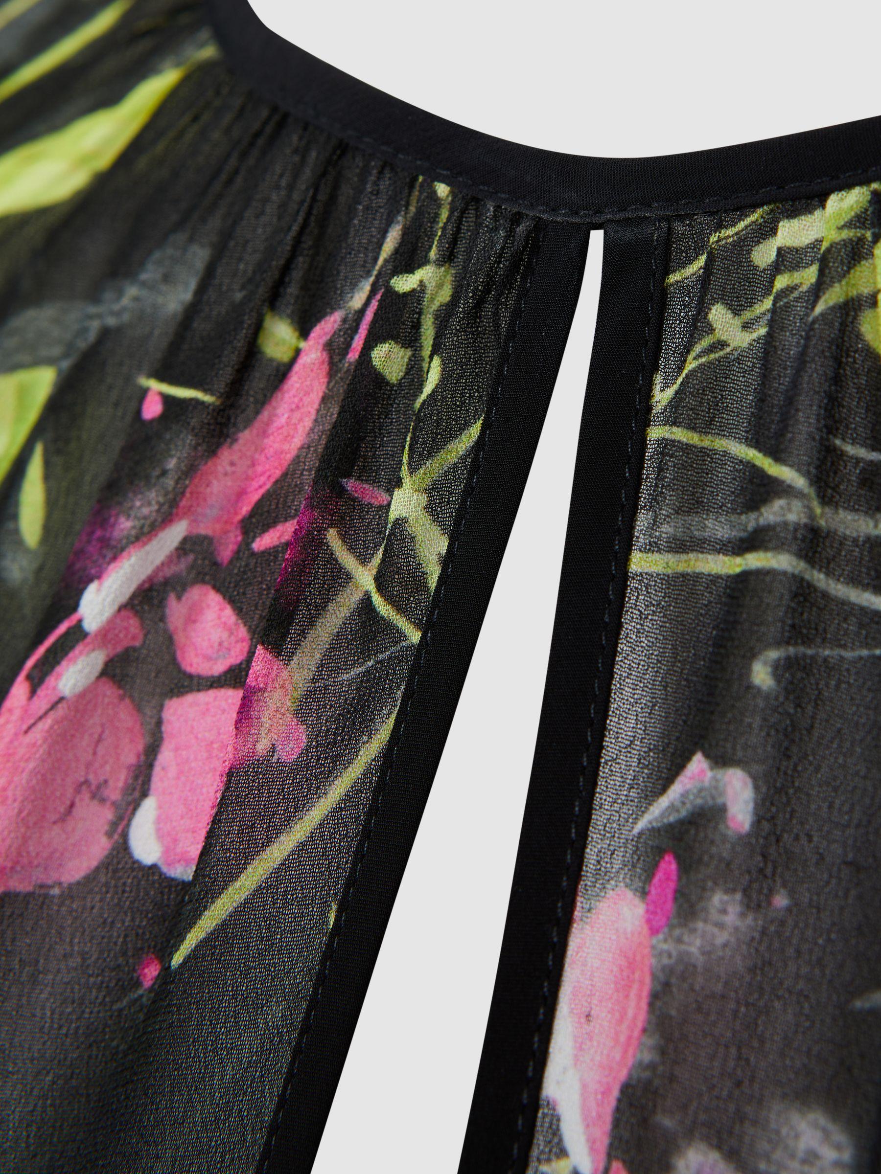 Florere Sheer Floral Mini Dress in Black Product Image