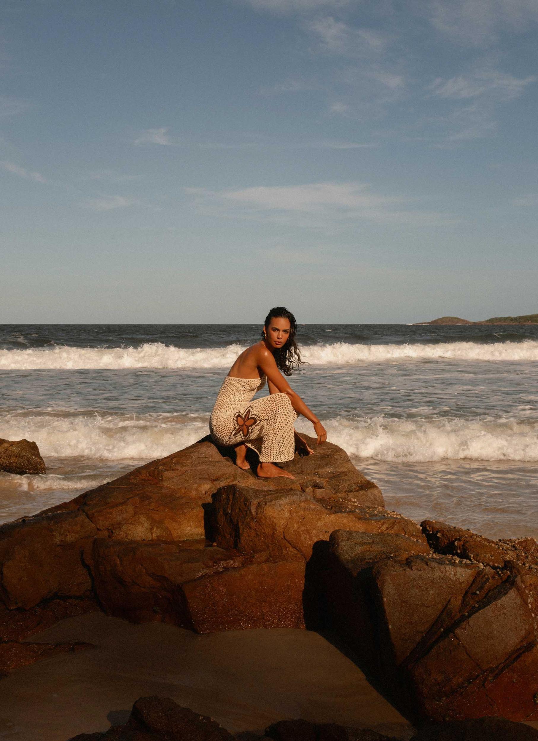 Aster Crochet Maxi Dress - Pastel Yellow Product Image