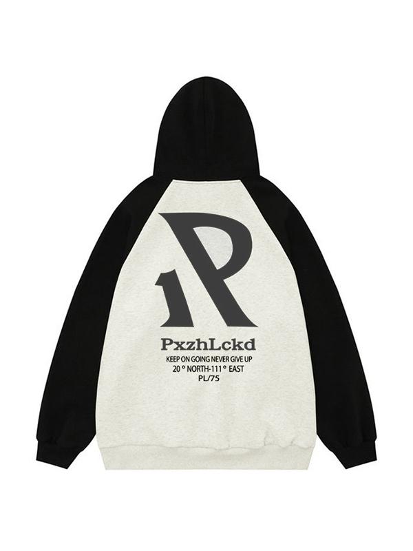 Men's Letter Print Raglan Oversized Hoodie Product Image