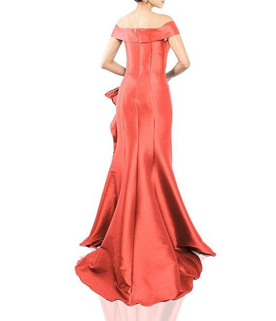 Terani Couture Off-the-Shoulder Ruffle Front Mikado Gown Product Image