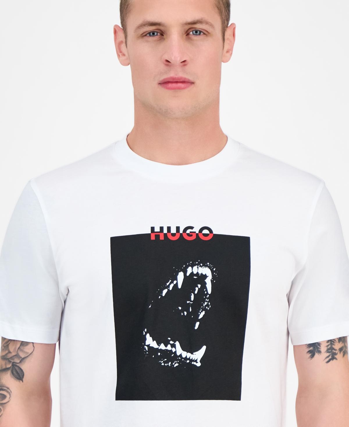 HUGO BOSS Cotton Jersey T-shirt With Mixed-print Logo In White Product Image