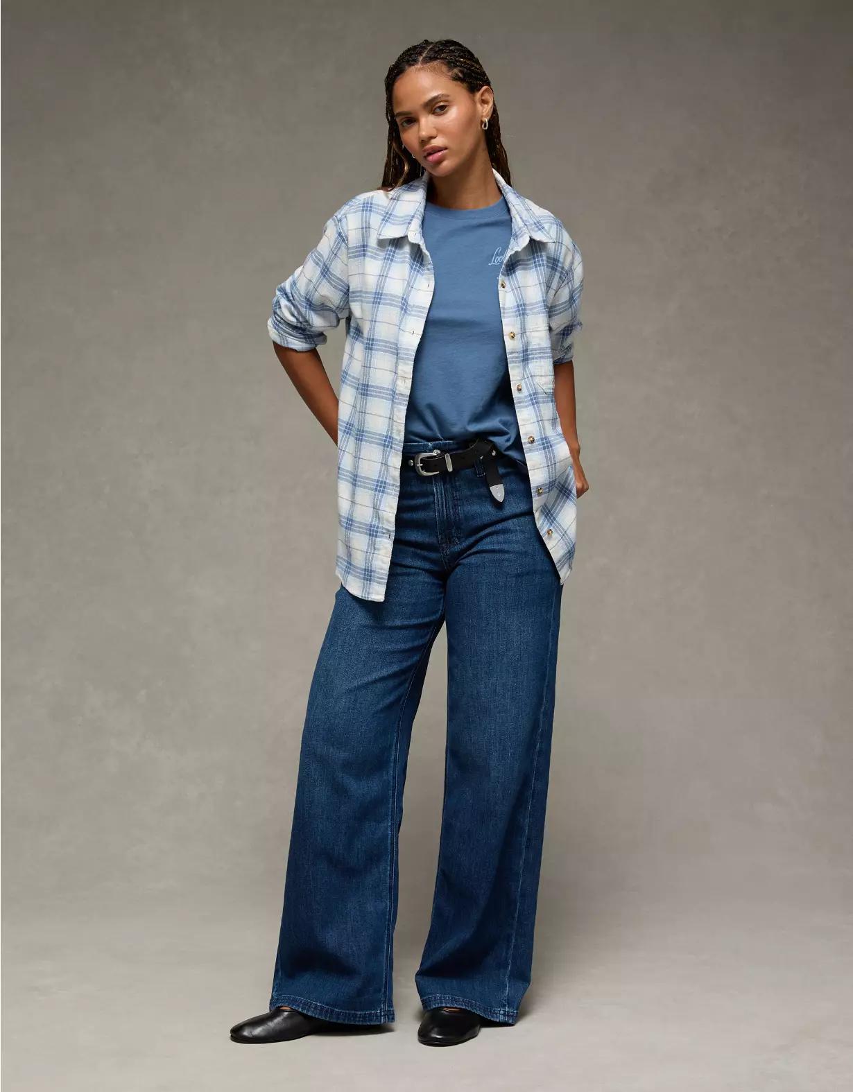 AE Oversized Flannel Shirt Product Image