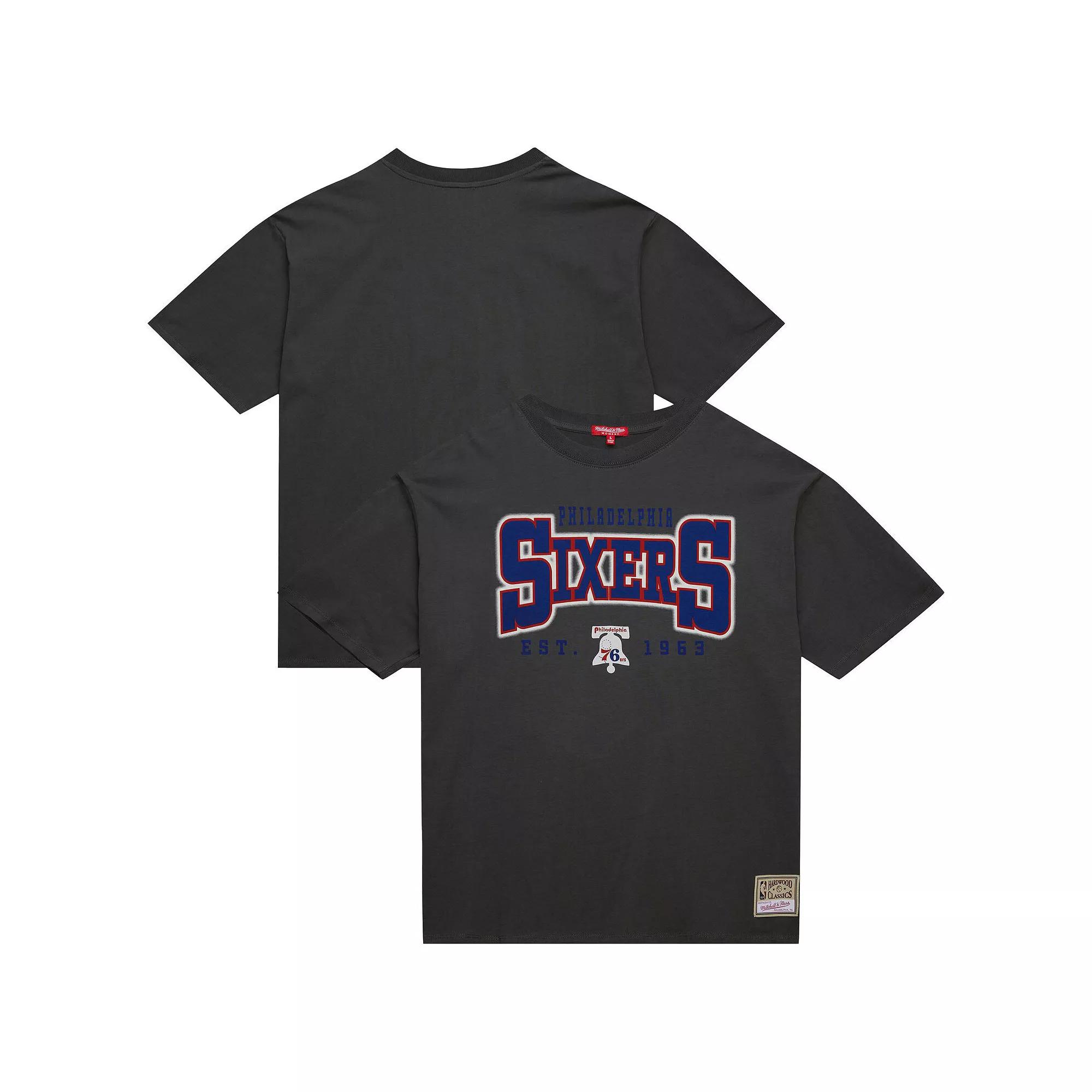 Women's Mitchell & Ness Charcoal Philadelphia 76ers Hardwood Classics Oversized Boyfriend T-Shirt, Size: XL, 76r Charco Product Image