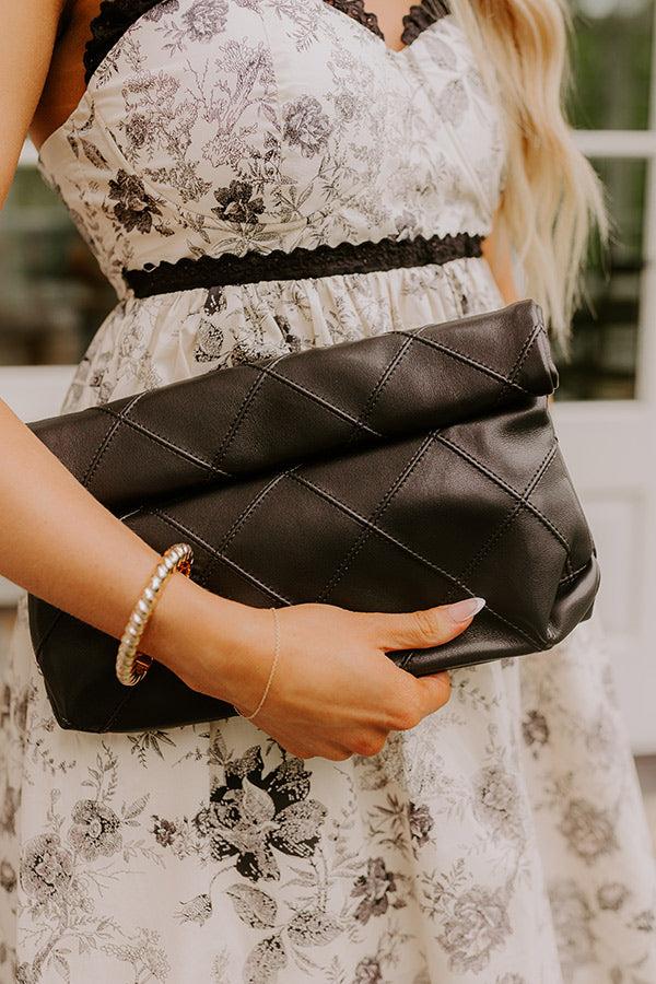 Posh Mode Faux Leather Clutch in Black Product Image