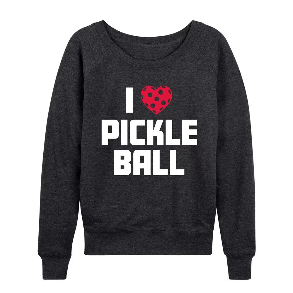 Women's I Love Pickleball French Terry Long Sleeve Tee, Girl's, Size: Small, Grey Gray Product Image