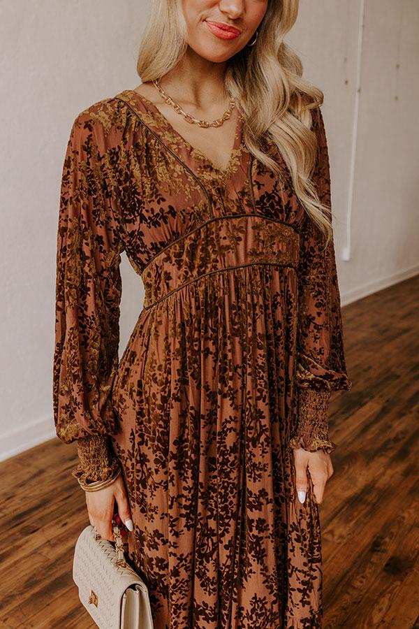 Everlasting Dreams Velvet Burnout Maxi Dress in Chocolate Product Image