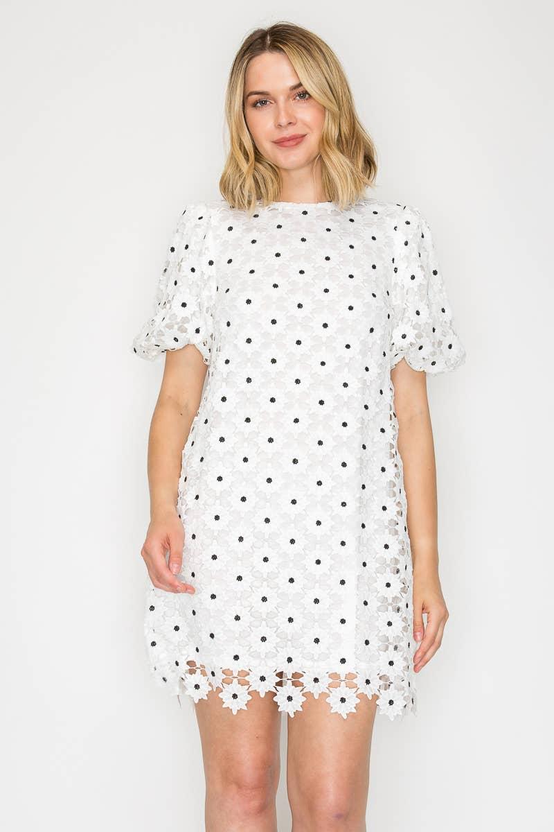 Daisy Polka Dot Lace Mini Dress Product Image