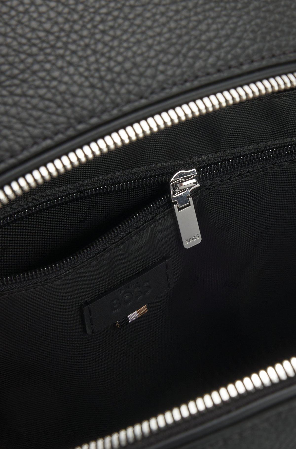 Grained Italian-leather backpack with embossed logo Product Image