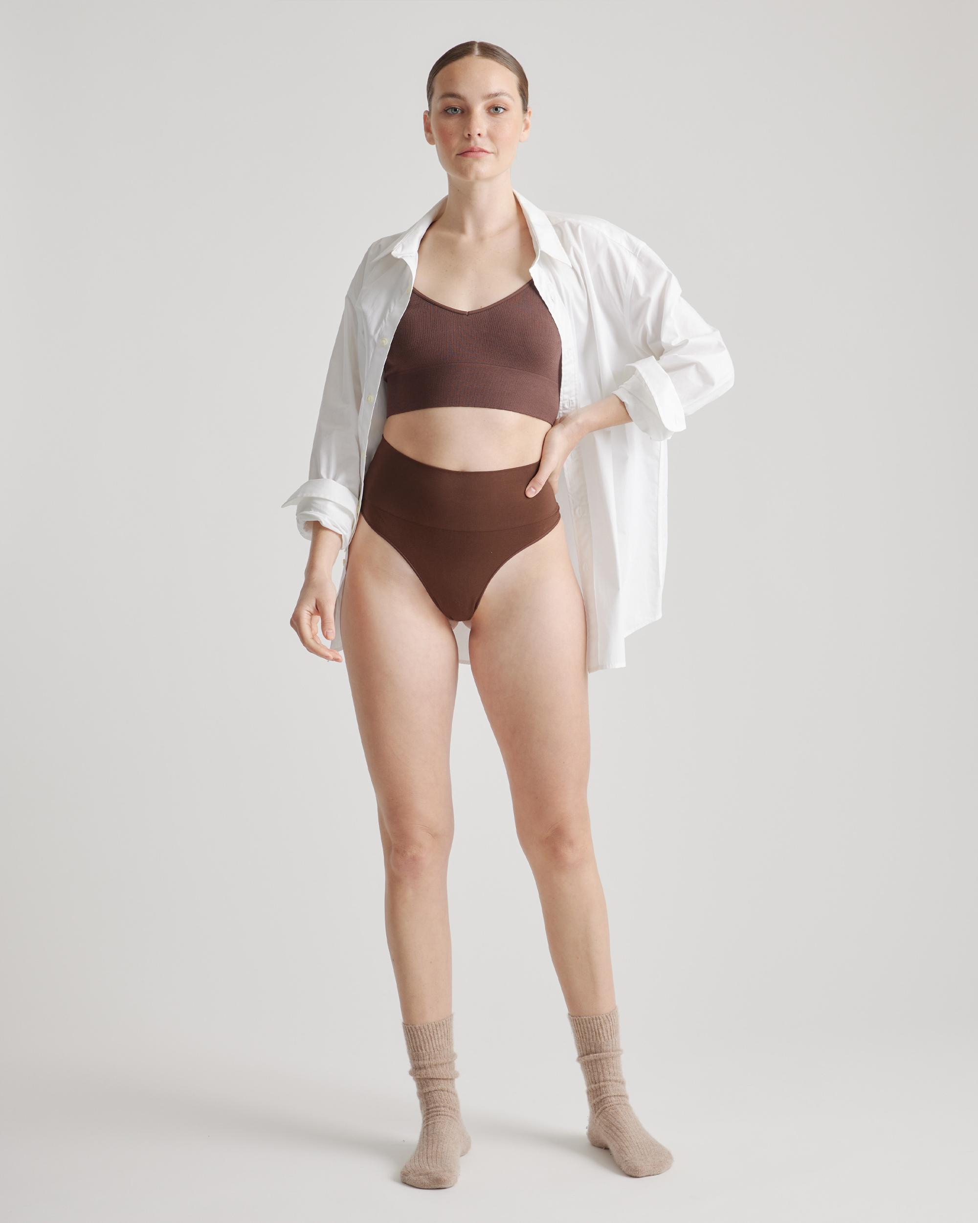 Quince | Women's Shaping High-Waisted Thong Nylon/Spandex Product Image