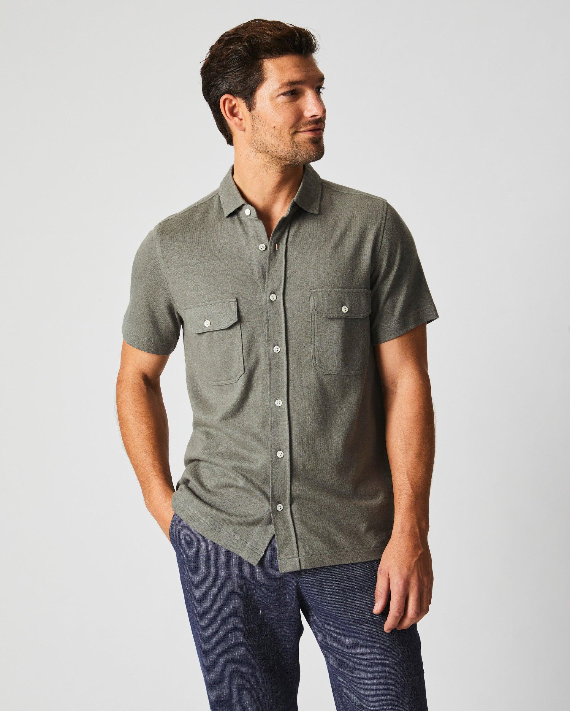 Short Sleeve Hemp Cotton Knit Shirt -  Product Image
