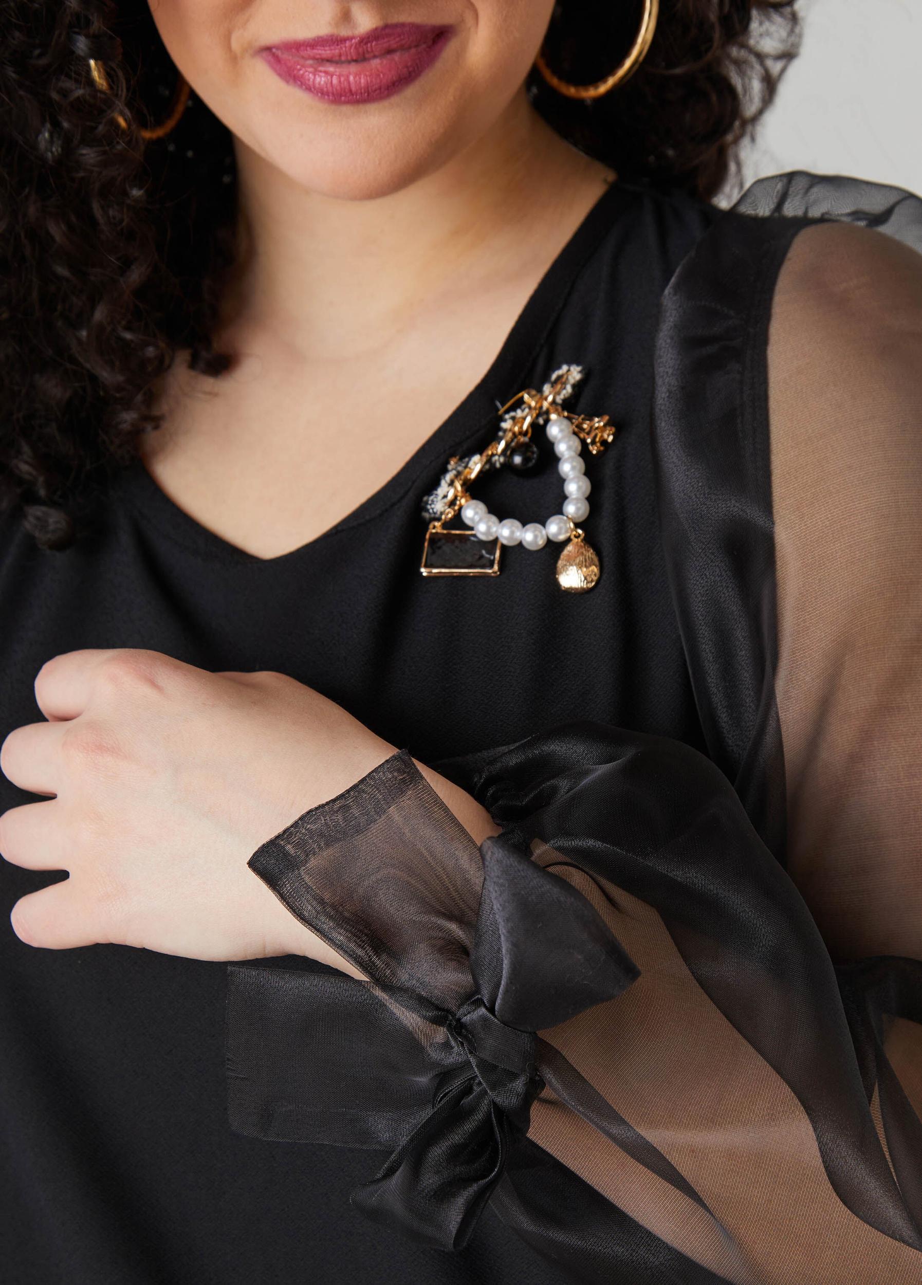 Embellished Organza Sleeved Top Product Image