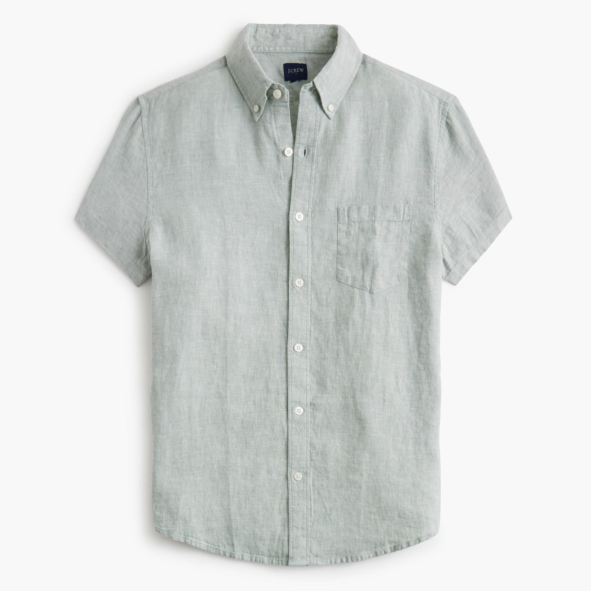 Short-sleeve linen-blend shirt Product Image