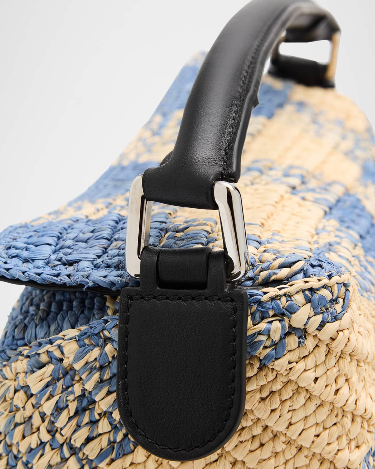 x Paula’s Ibiza Small Puzzle Edge Shoulder Bag in Gingham Raffia Product Image