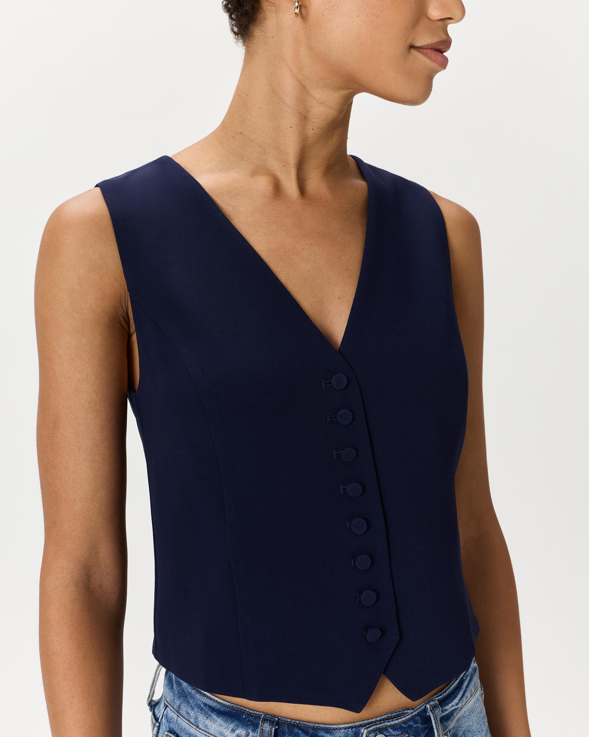 Quince | Women's Fluid Crepe Vest Size XS, Recycled Polyester Product Image
