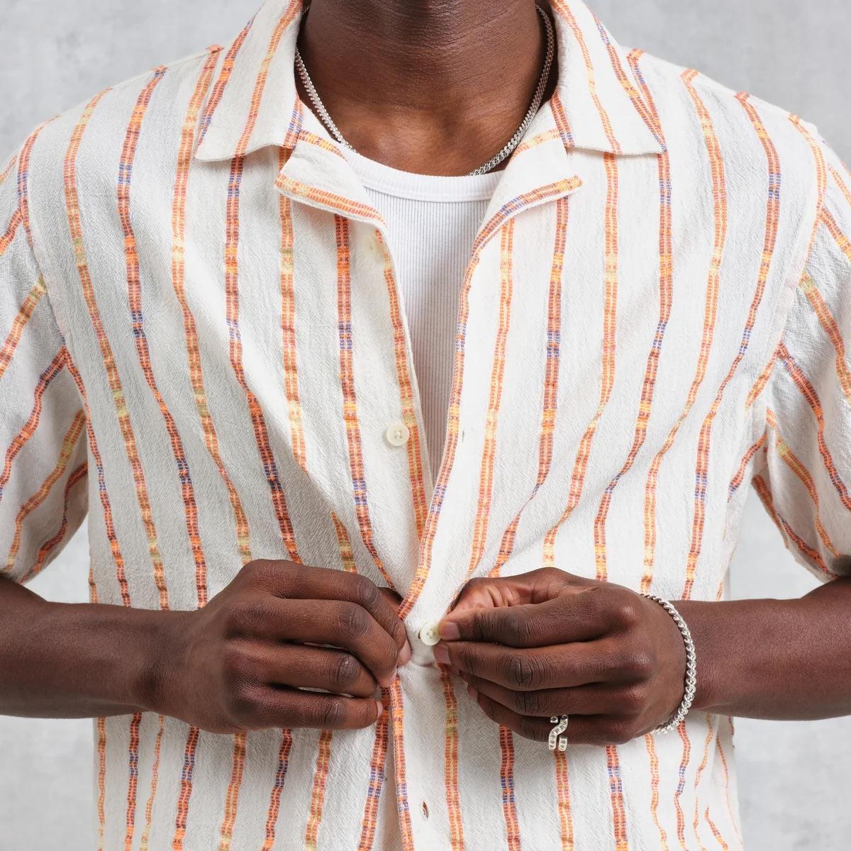 Multi Loom Stripe Didcot Shirt - Ecru Product Image