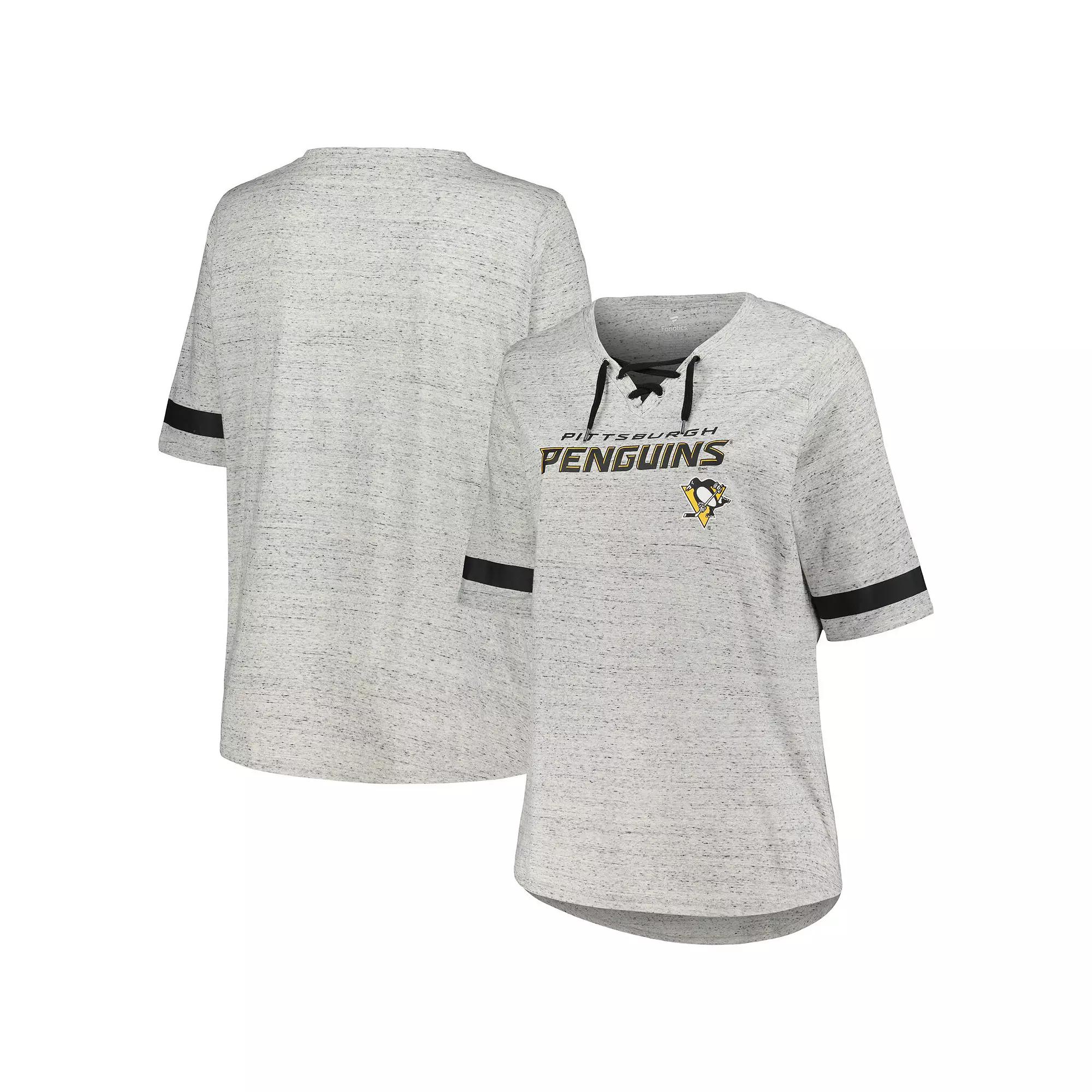 Women's Fanatics Branded Heather Gray Pittsburgh Penguins Plus  Product Image