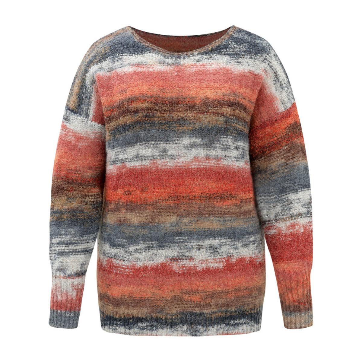 Plus Size Heather Colorblock Contrast Drop Shoulder Pullover Multicolor Women Casual Loose Long Sleeve Round Neck Everyday Pullovers BloomChic 30/6X Product Image