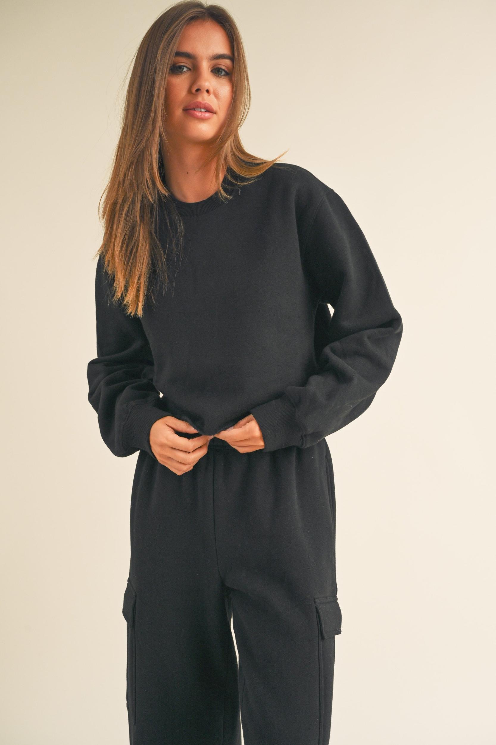 Fleece Raw Edge Crop Sweatshirt Product Image