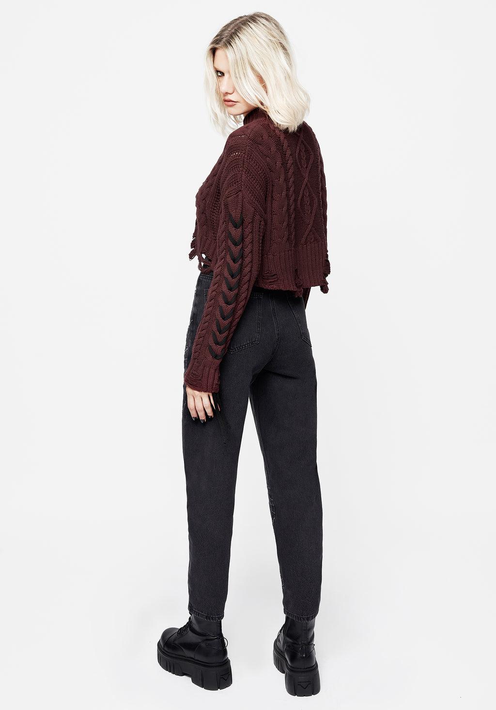 Tarantism Embroidered Mom Jeans Product Image