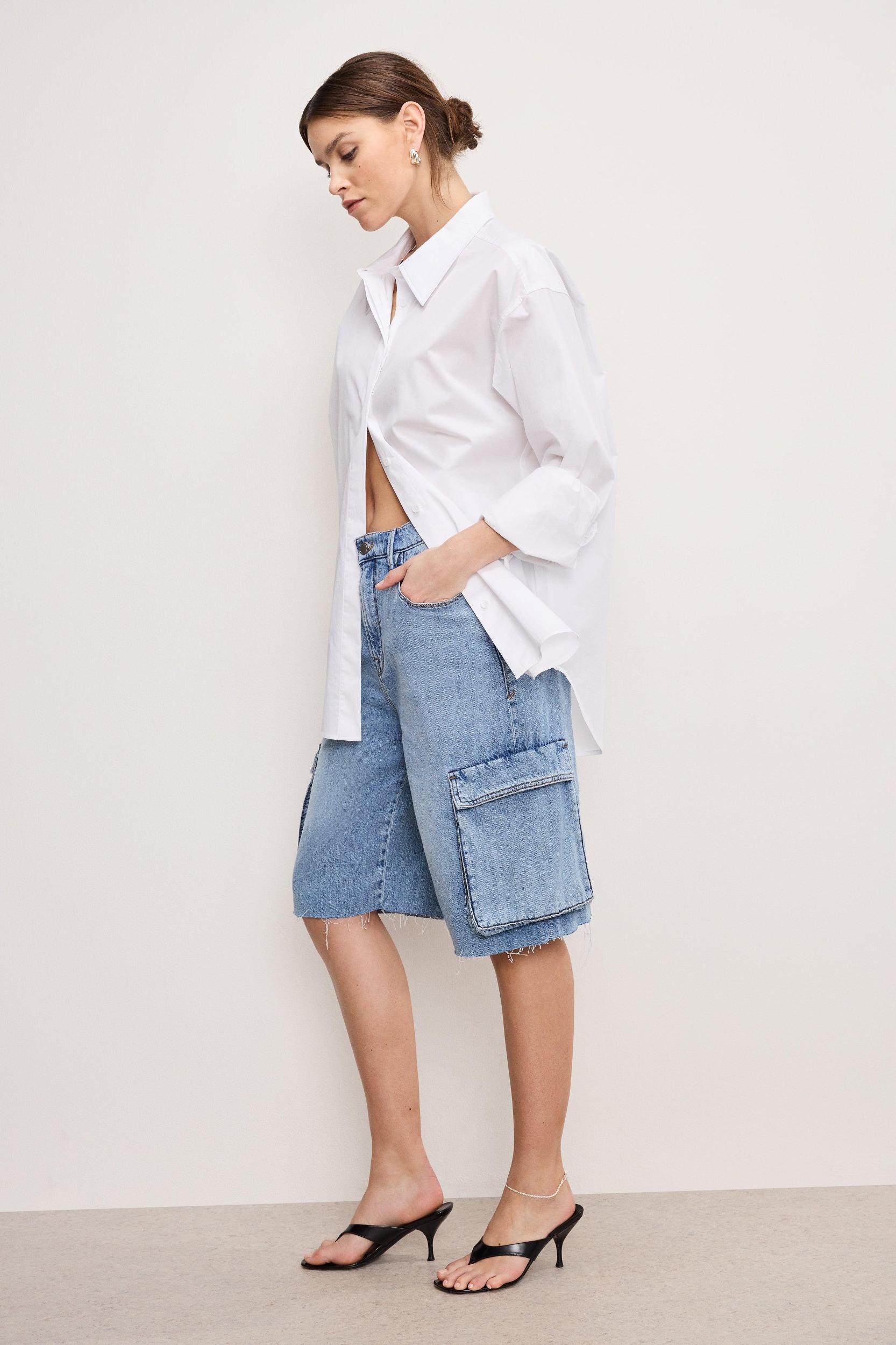 DENIM CARGO SHORTS | INDIGO876 Product Image