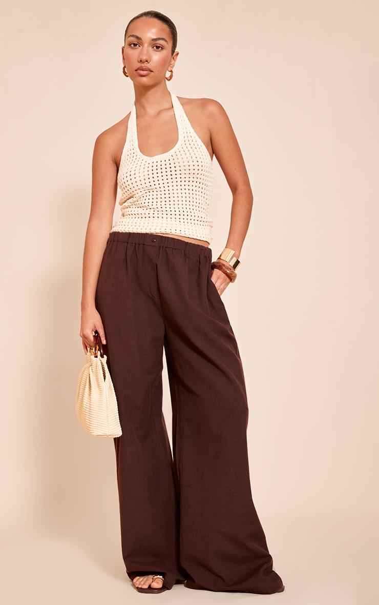 Cream Crochet Halter Top Product Image