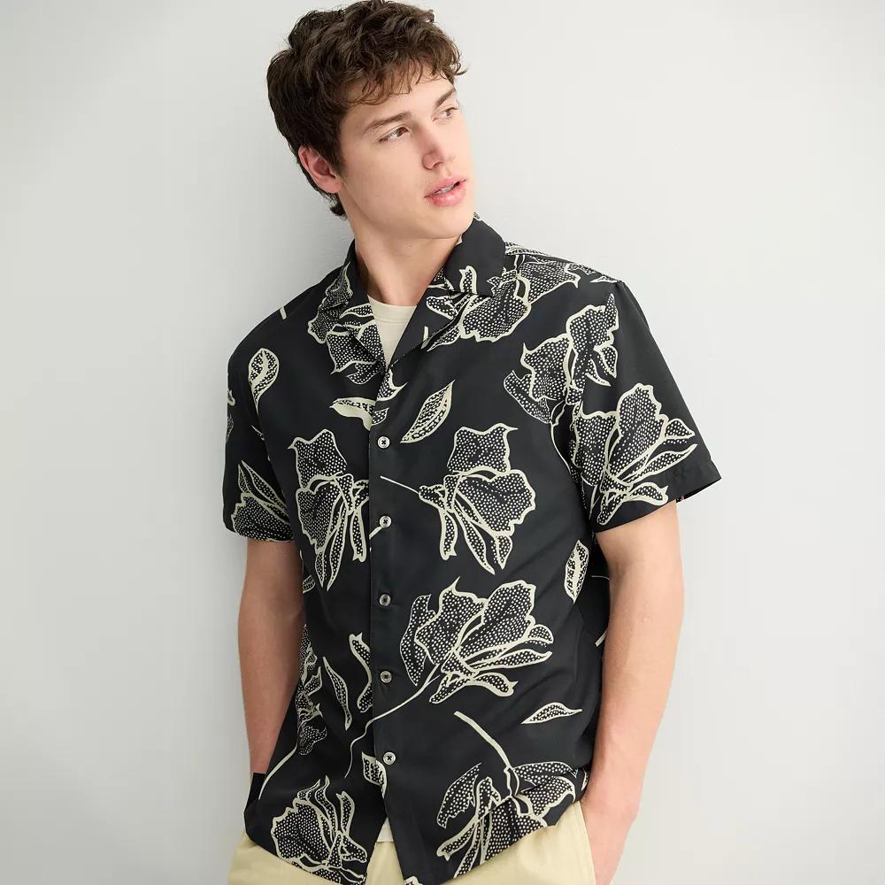 Men's Birch x Black Woven Camp Shirt, Size: Small Product Image