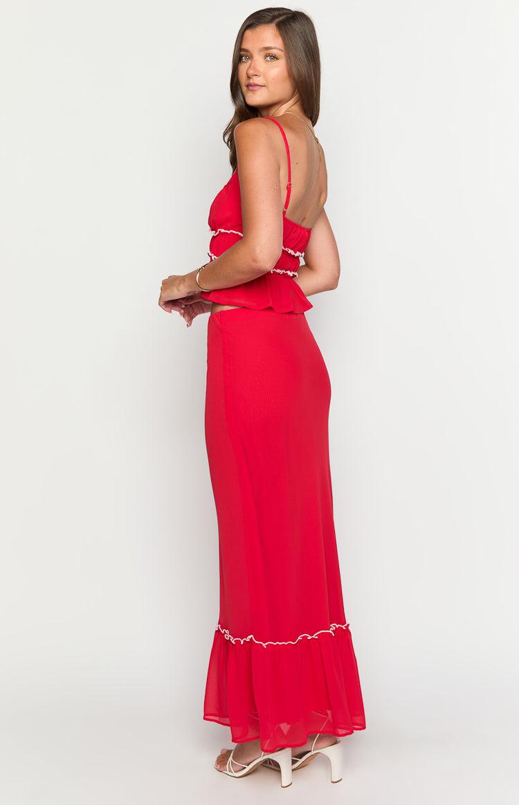 Wiatt Red Maxi Skirt Product Image