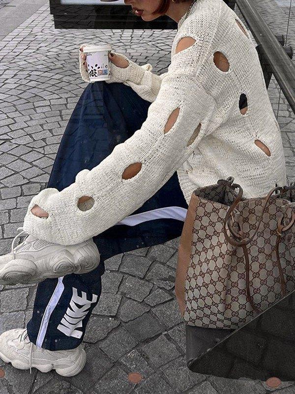 Cutout Long Sleeve Knit Top Product Image