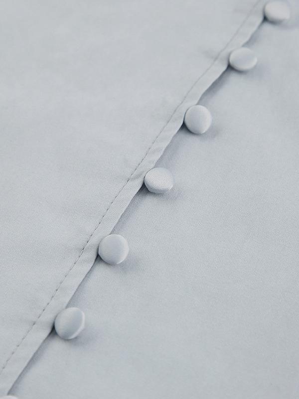 Long Sleeves Loose Solid Color Split-Joint High-Neck Blouses Product Image