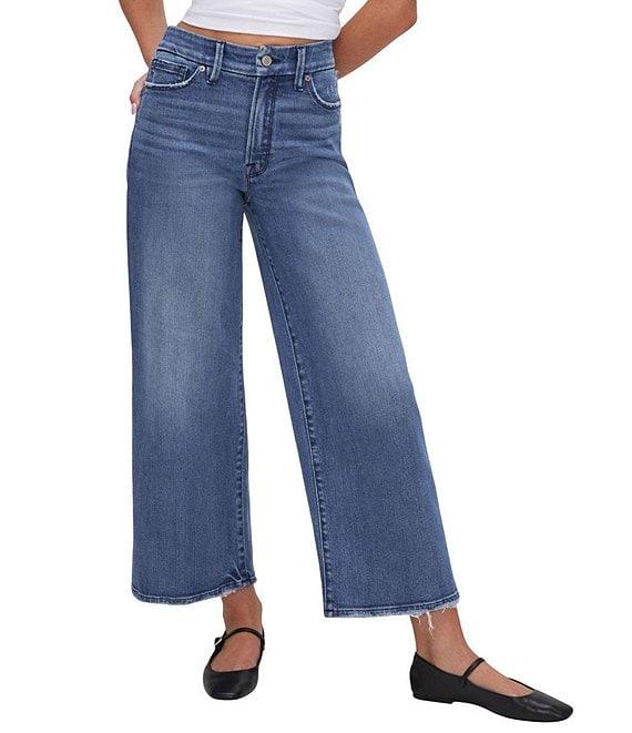 Good American Good Waist Denim High Rise Palazzo Cropped Jeans Product Image