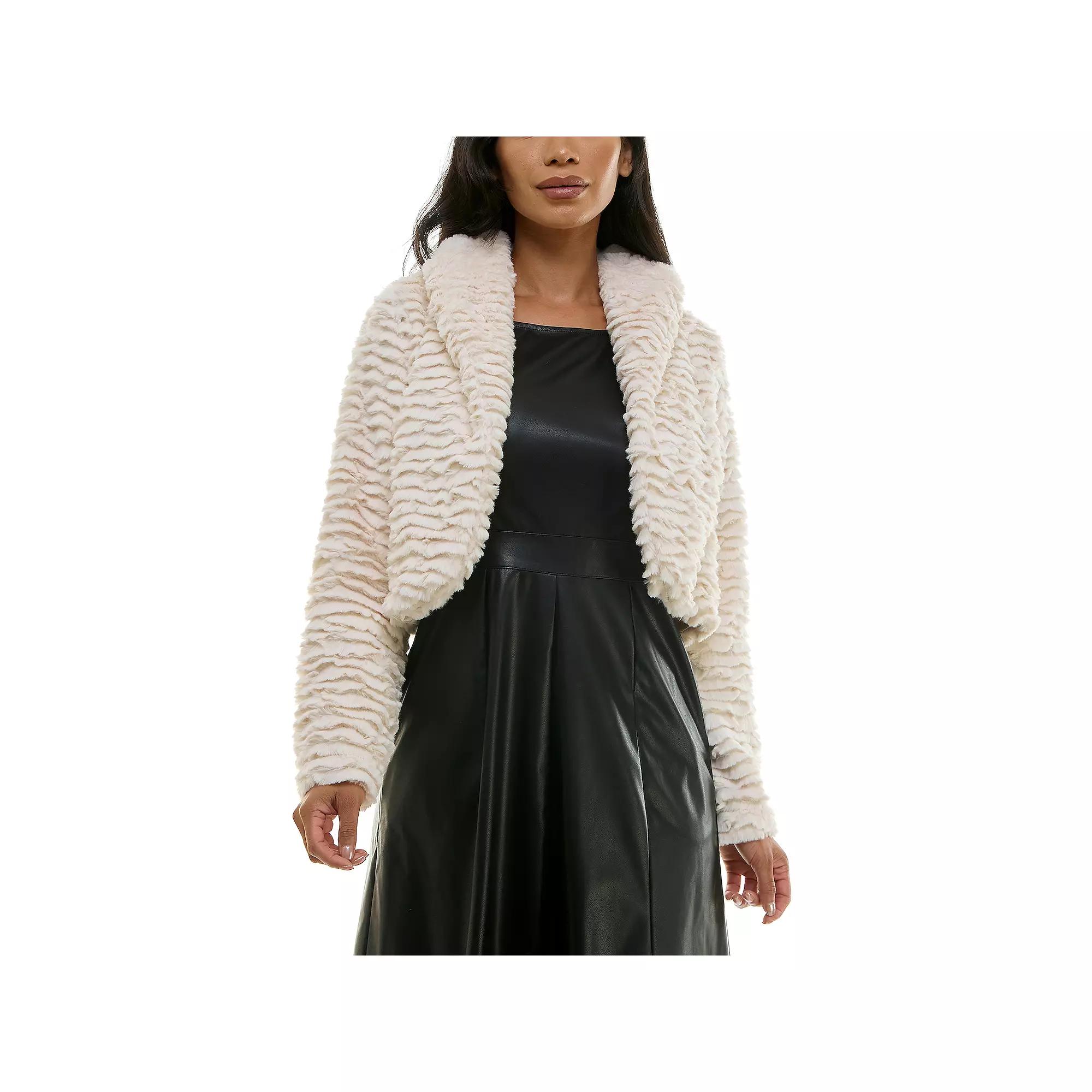 Women's Nina Leonard Curved Faux Fur Bolero,  Product Image