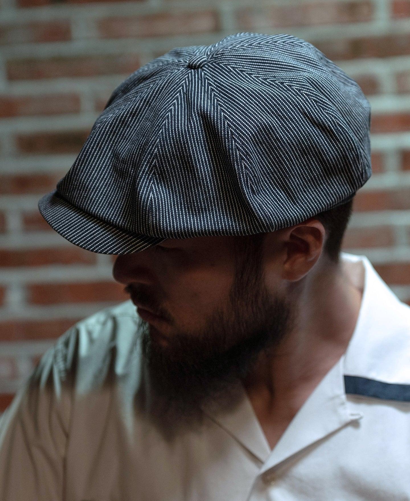 Striped Denim Newsboy Cap Product Image