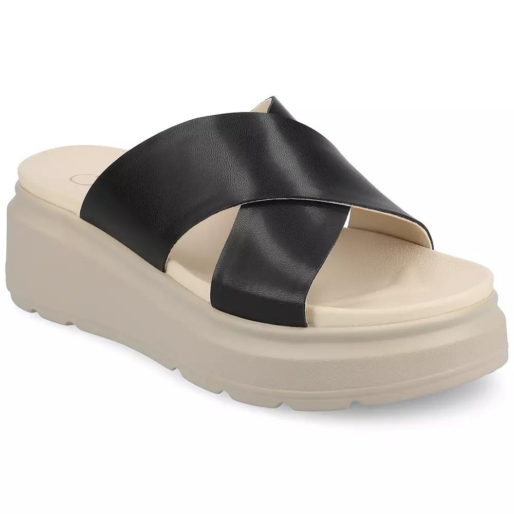 Journee Cathie Crisscross Womens Slip-On Wedge Sandals Product Image