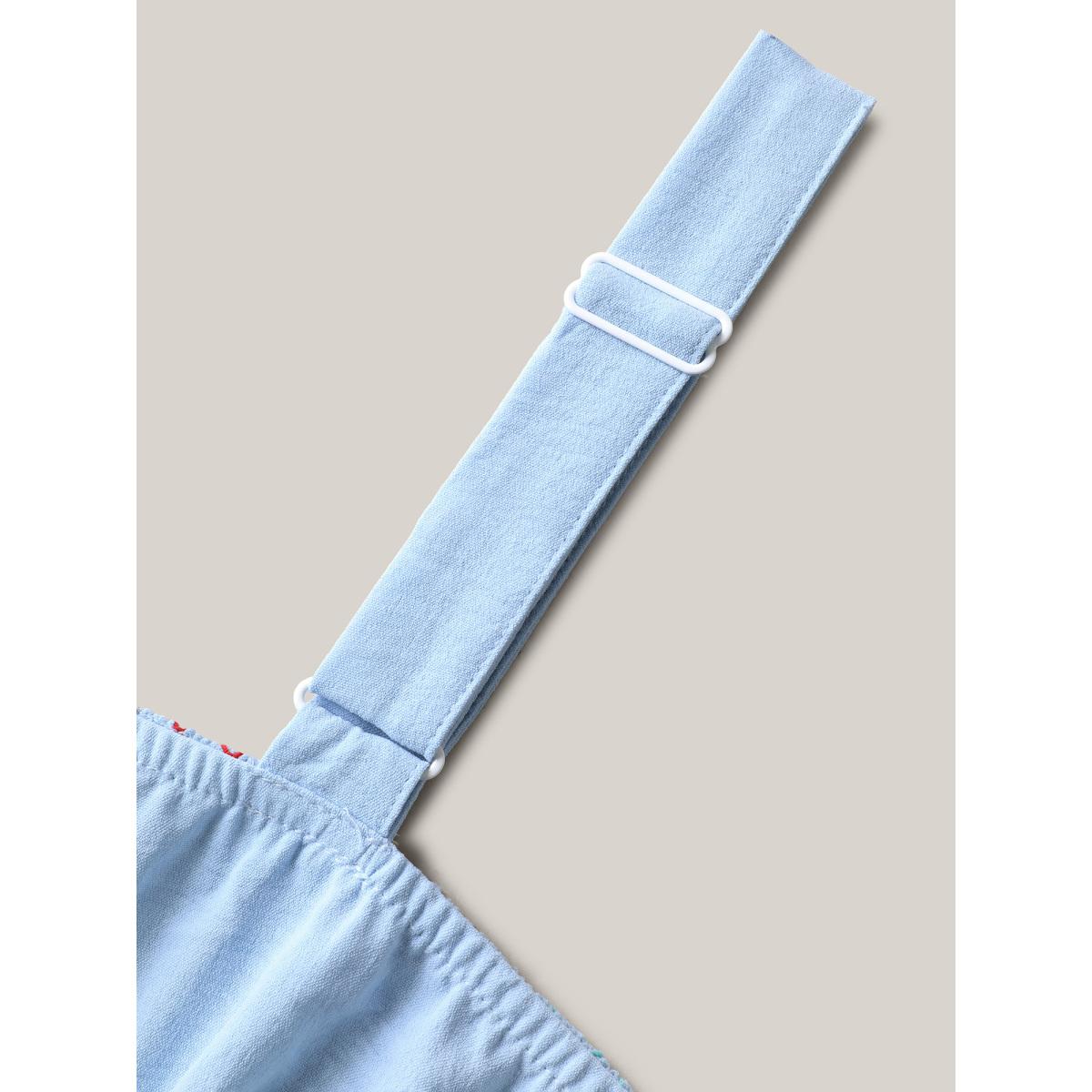 Plus Size Shirred Adjustable Straps Tiered Midi Dress LightBlue Women Non Sleeveless Curvy BloomChic 14-16/1X Product Image