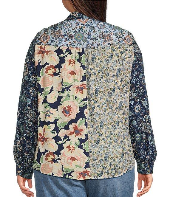 Nurture by Westbound Plus Size Woven Long Sleeve Floral Print Button Down Top Product Image