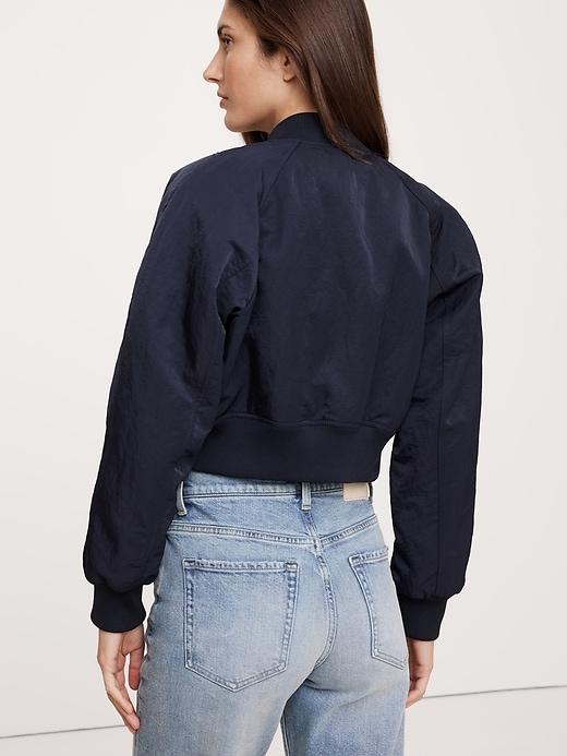 Water-Resistant Cropped Bomber Jacket Product Image