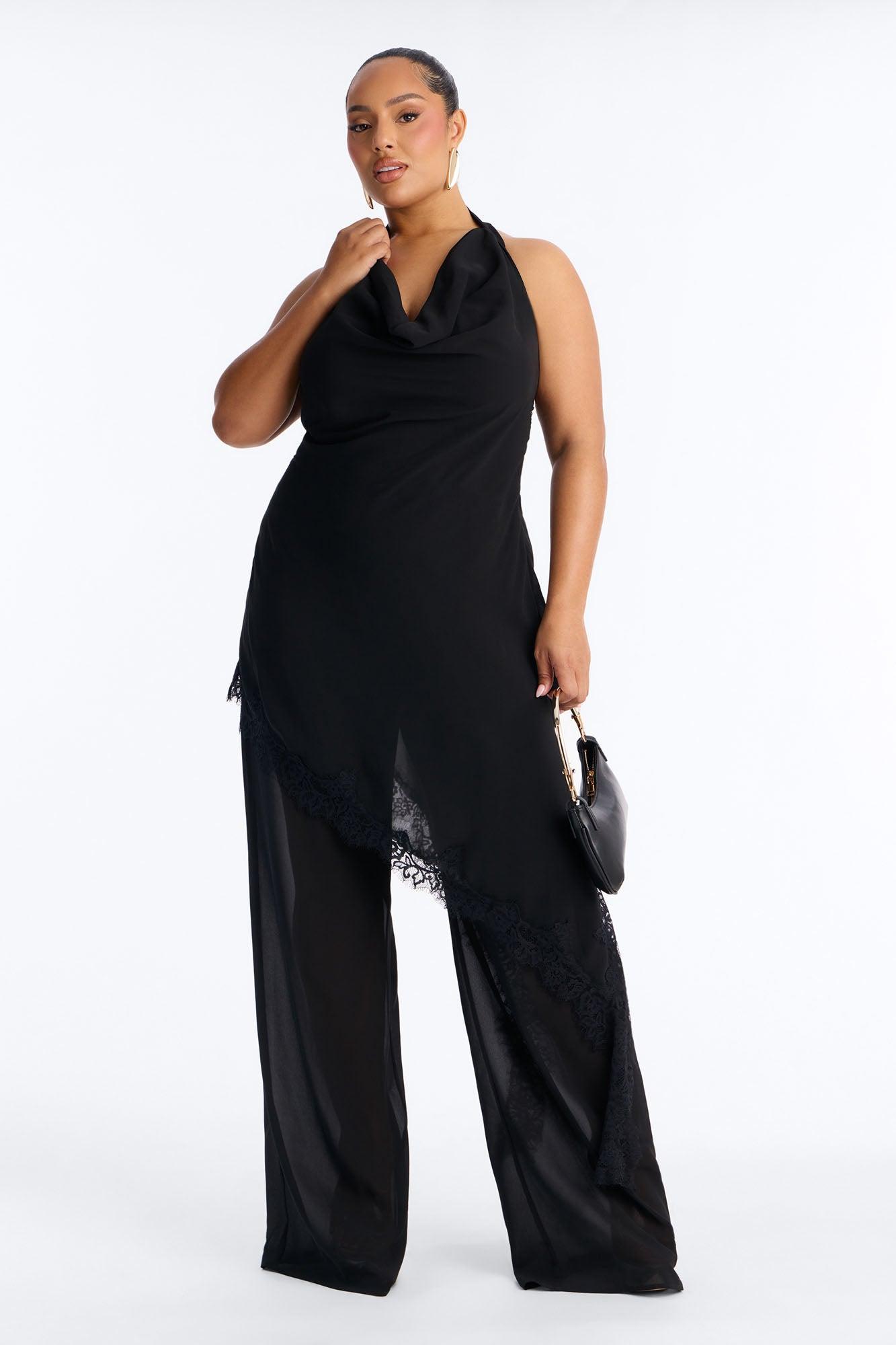 Gia Asymmetrical Lace Jumpsuit - Black Female Product Image