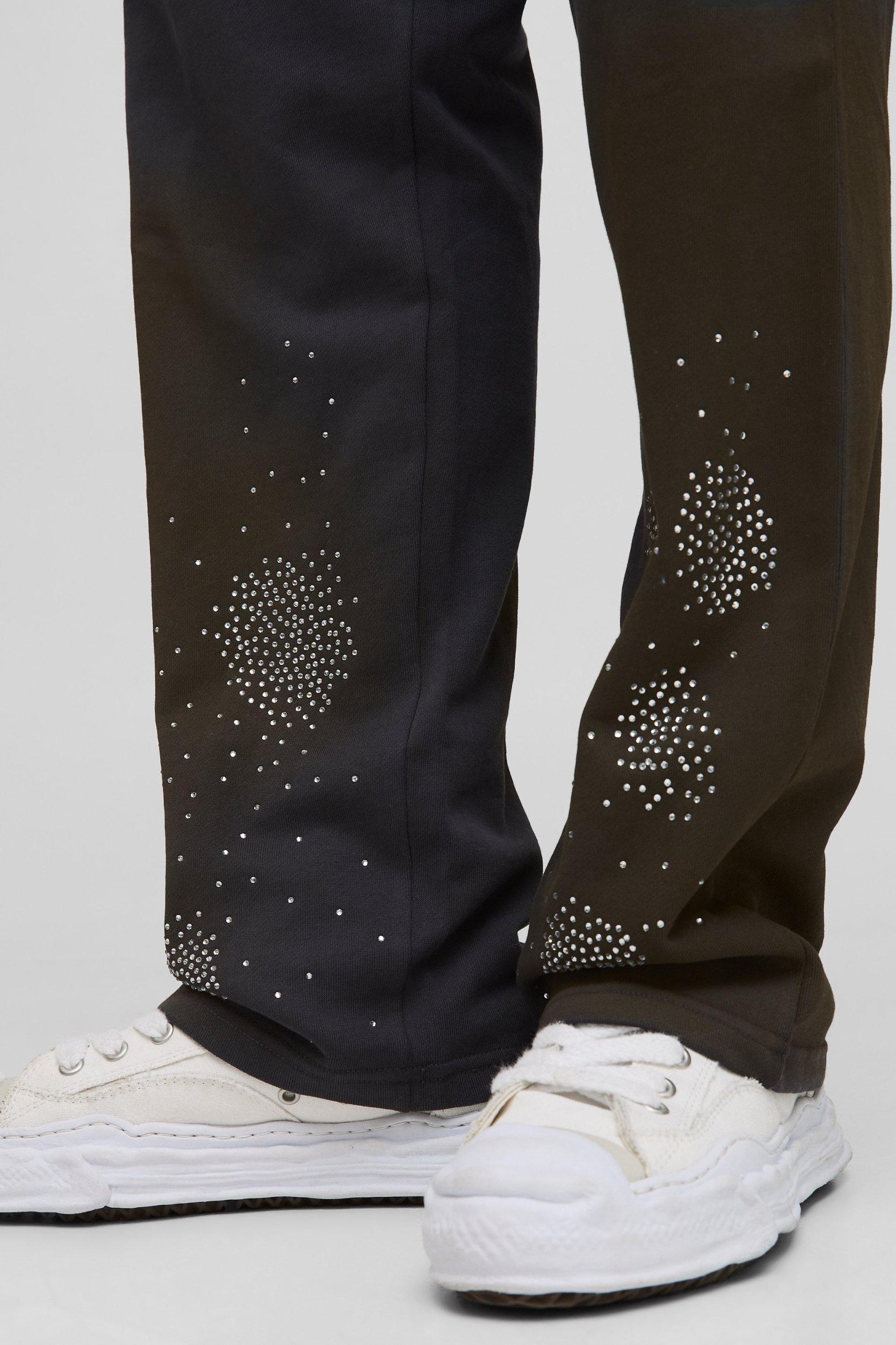 Relaxed Fit Washed Rhinestone Sweatpants | boohooMAN USA Product Image