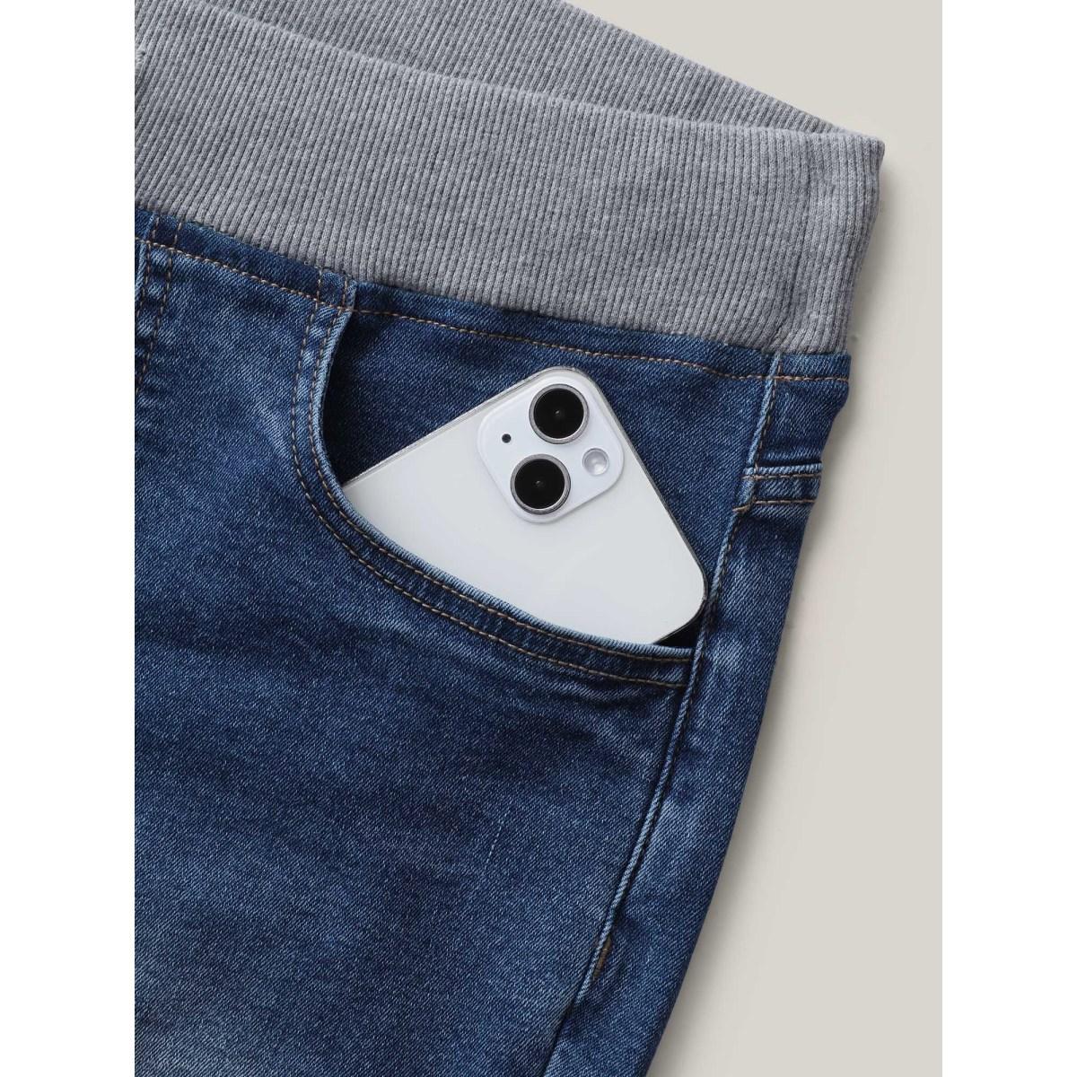 Plus Size Skinny Fit Classic Mid-Rise Jeans Women Darkindigo Medium stretch Slanted pocket Jeans BloomChic 24/3X Product Image