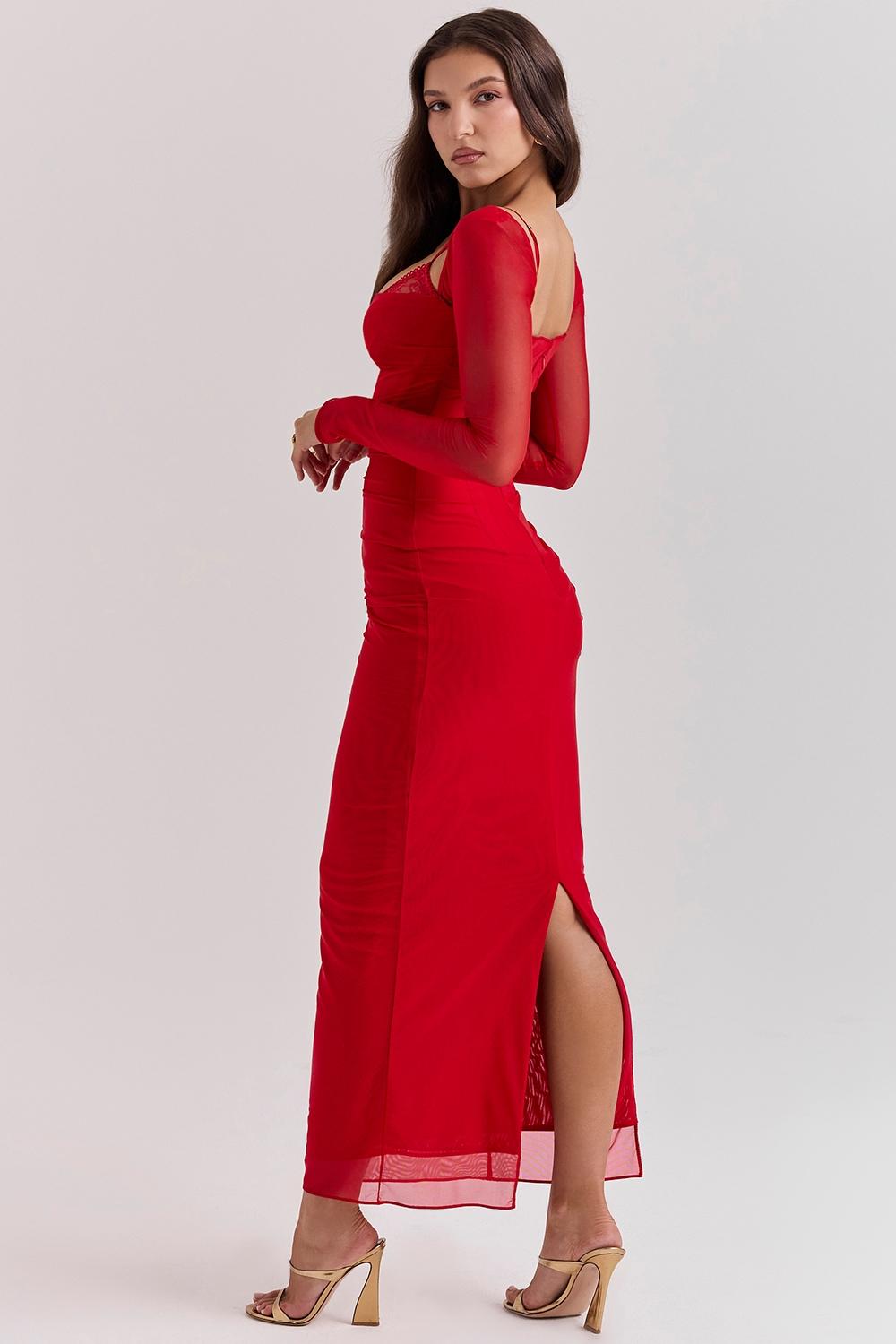 Katarina  scarlet long sleeve maxi dress Product Image