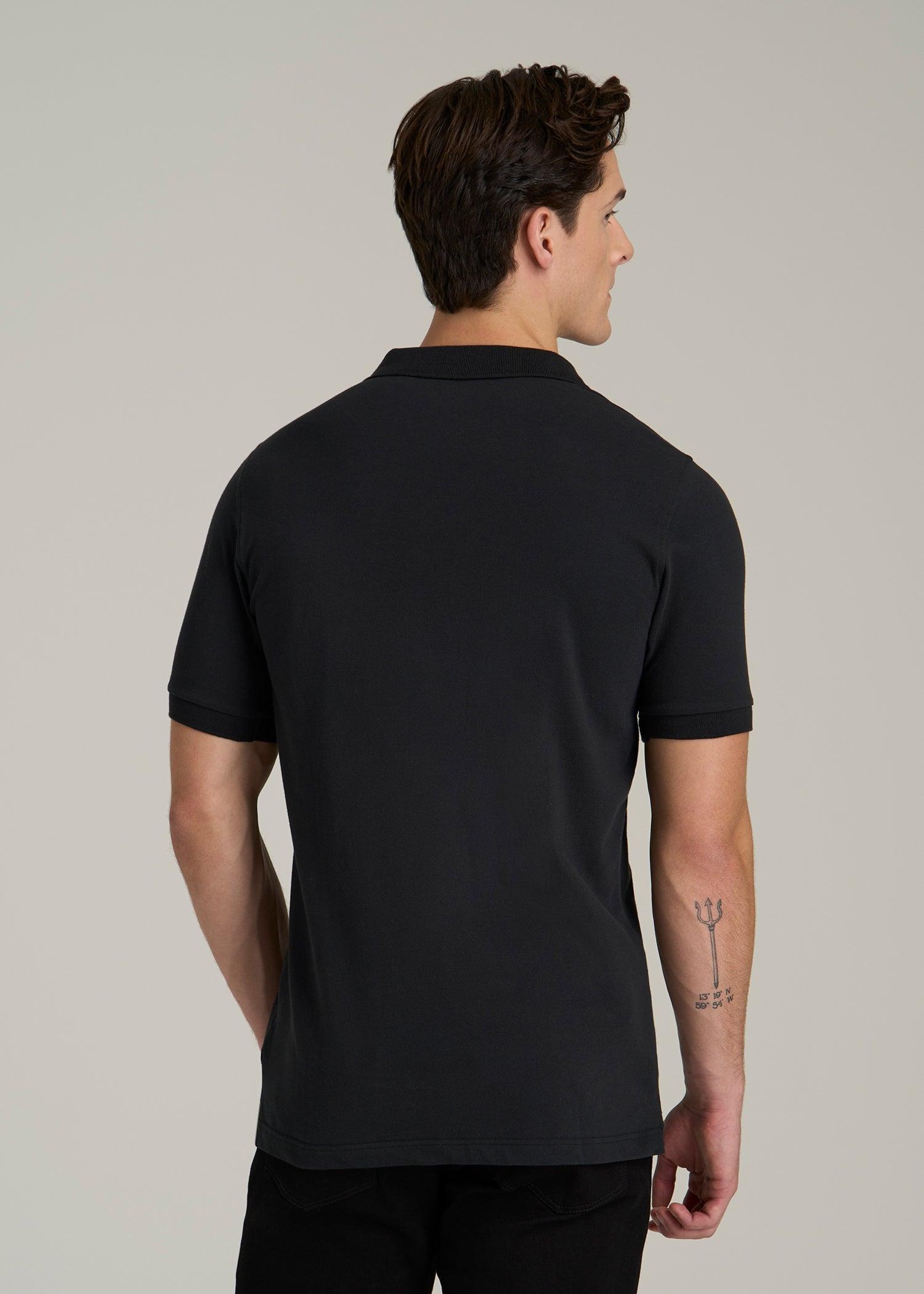 Classic Polo with Embroidered Logo for Tall Men in Black Male Product Image