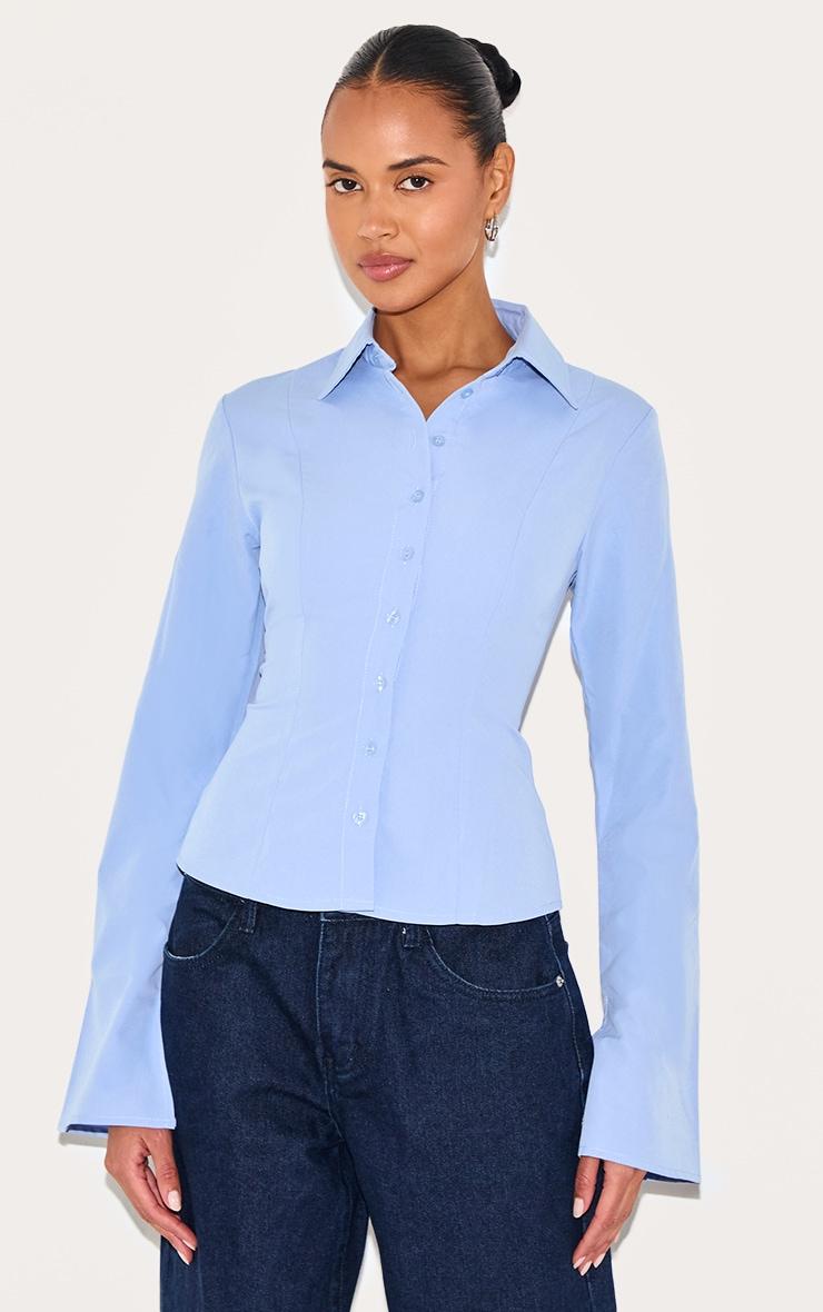 Light Blue Cotton Fitted Shirt Product Image