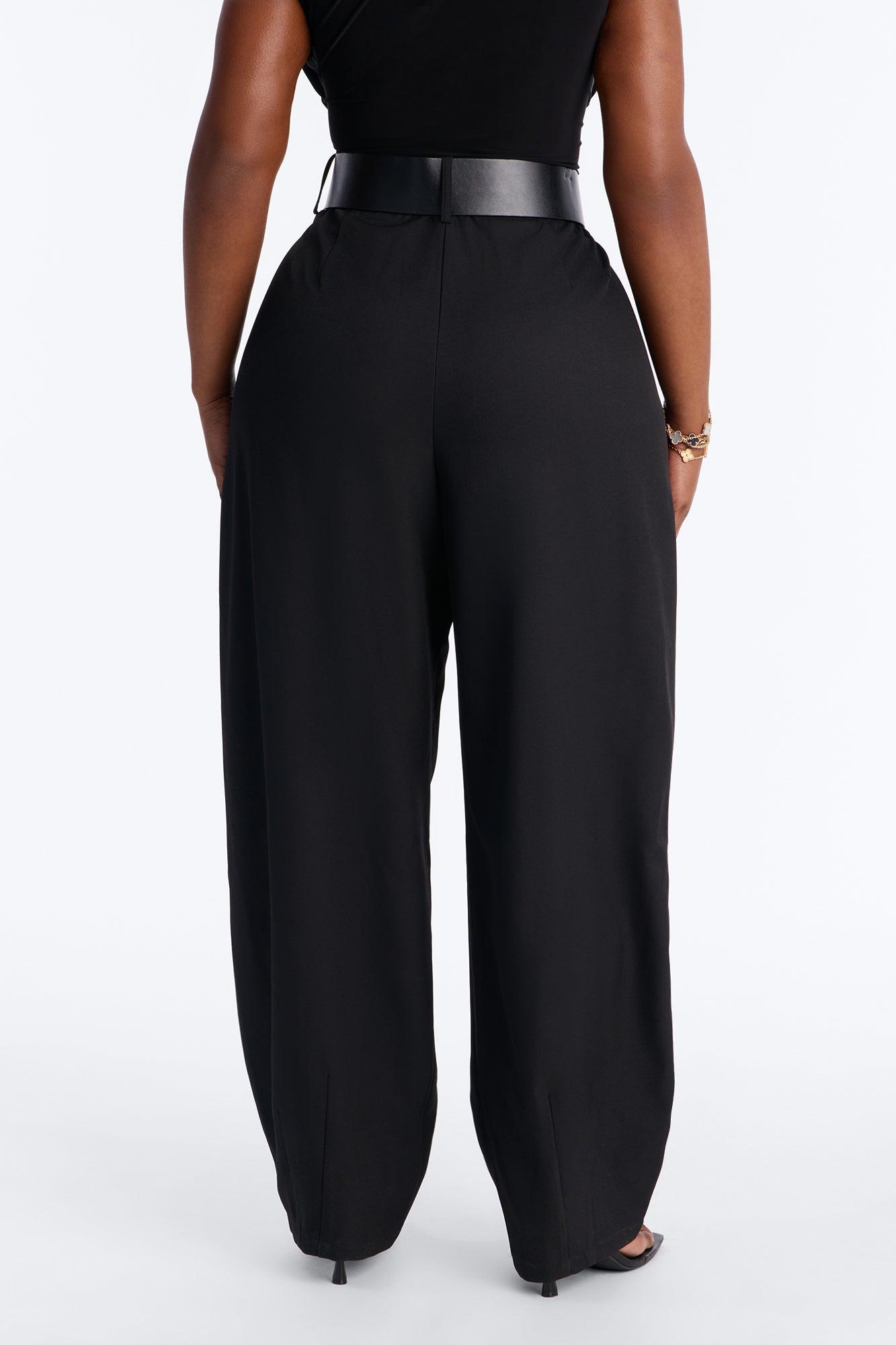 Rebecca Belted Barrel Trouser Pants - Black Female Product Image